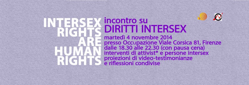 Banner dell'incontro sui diritti delle persone intersex del 4 novembre 2014 a Firenze